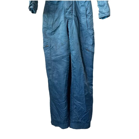 Vintage Womens Hell is for Heroes Ski Jumpsuit Size M Retro Nylon Shiny Y2K Blue - Picture 3 of 13